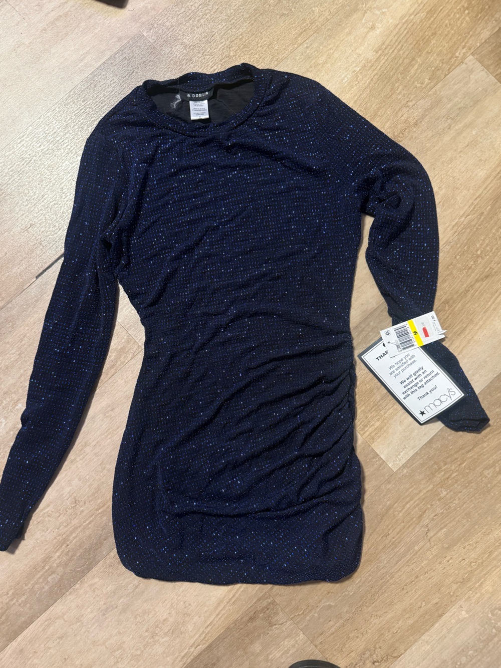 Macy's Navy Sparkle Cowl Neck Long-Sleeve Sweater
